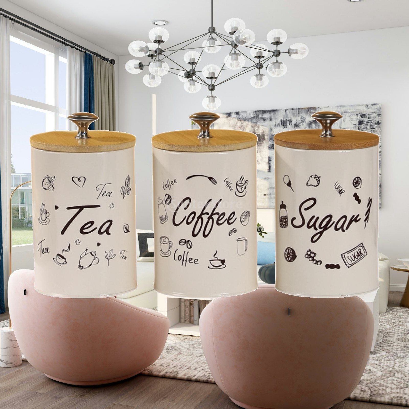 Coffee Tea And Sugar Canister Set - Farmhouse Coffee Tea Sugar Canister Set