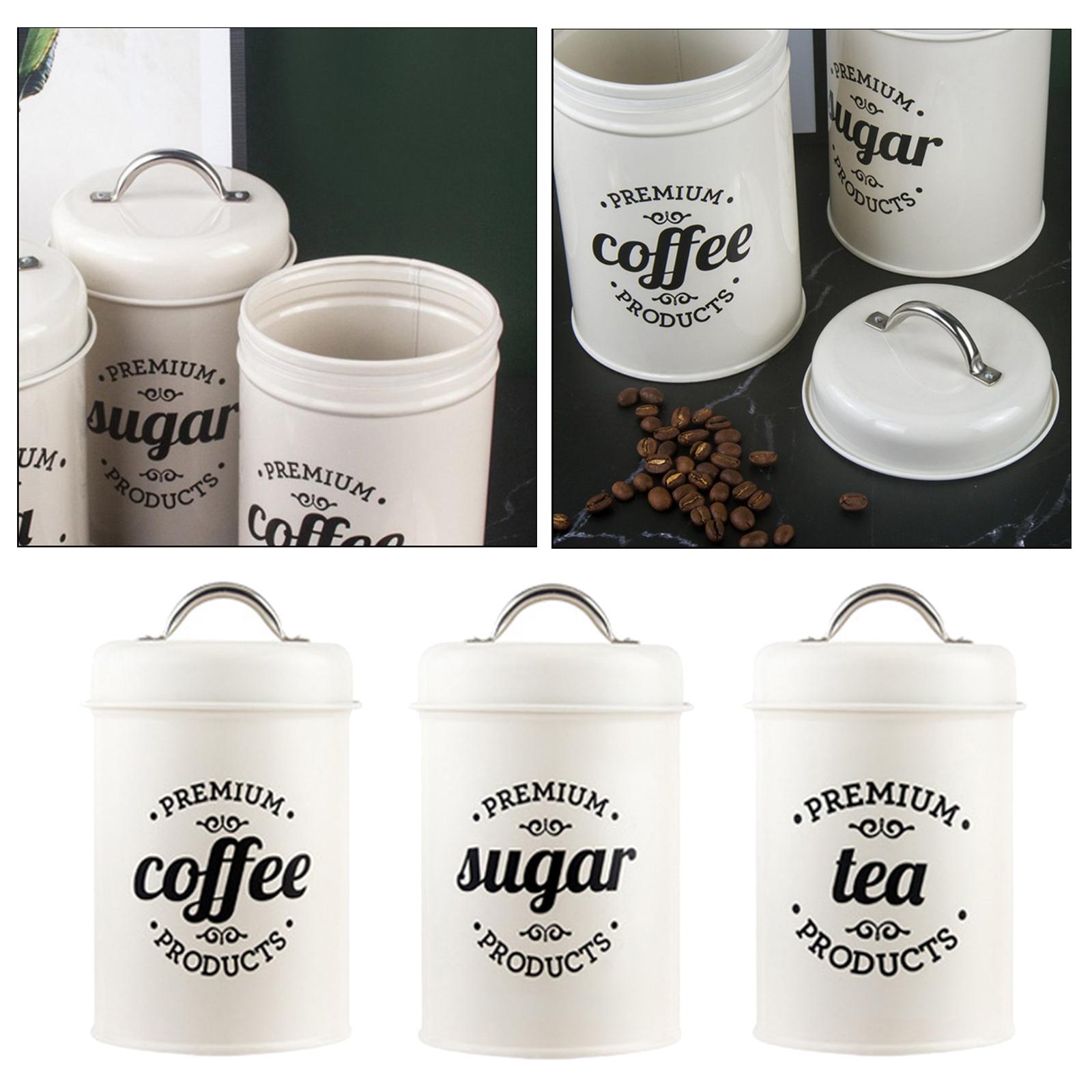 Coffee Tea And Sugar Canister Set - Metal Canisters for Kitchen Storage Airtight