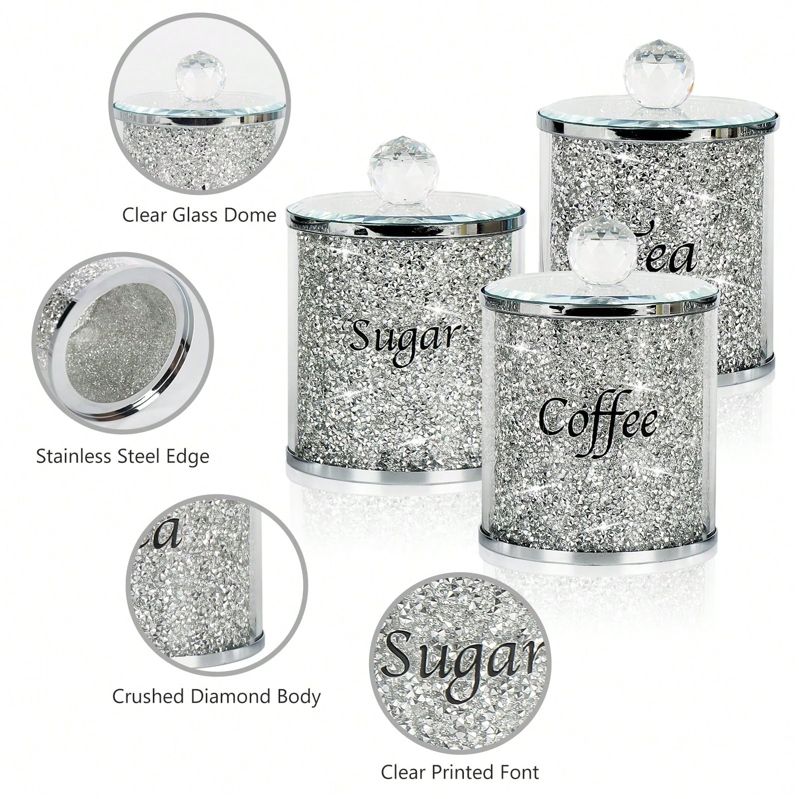 Coffee Tea And Sugar Canister Set - Coffee Sugar Tea Canister Set Sparkly
