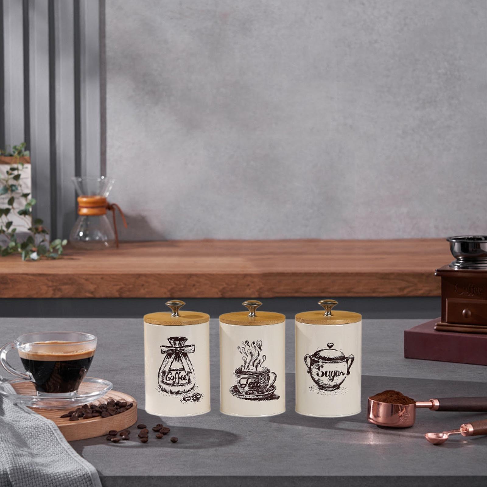 Farmhouse Coffee Tea Sugar Can - đánh giá và giá Coffee Tea And Sugar Canister Set