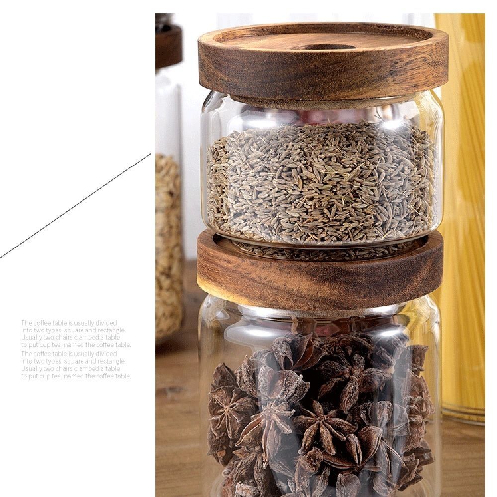 Multi-Use Wooden Lid Glass Foo - đánh giá và giá Coffee Tea And Sugar Canister Set