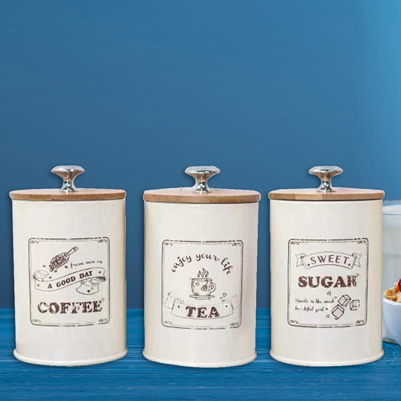 Set of 3 Sugar Coffee Tea Cani - đánh giá và giá Coffee Tea And Sugar Canister Set