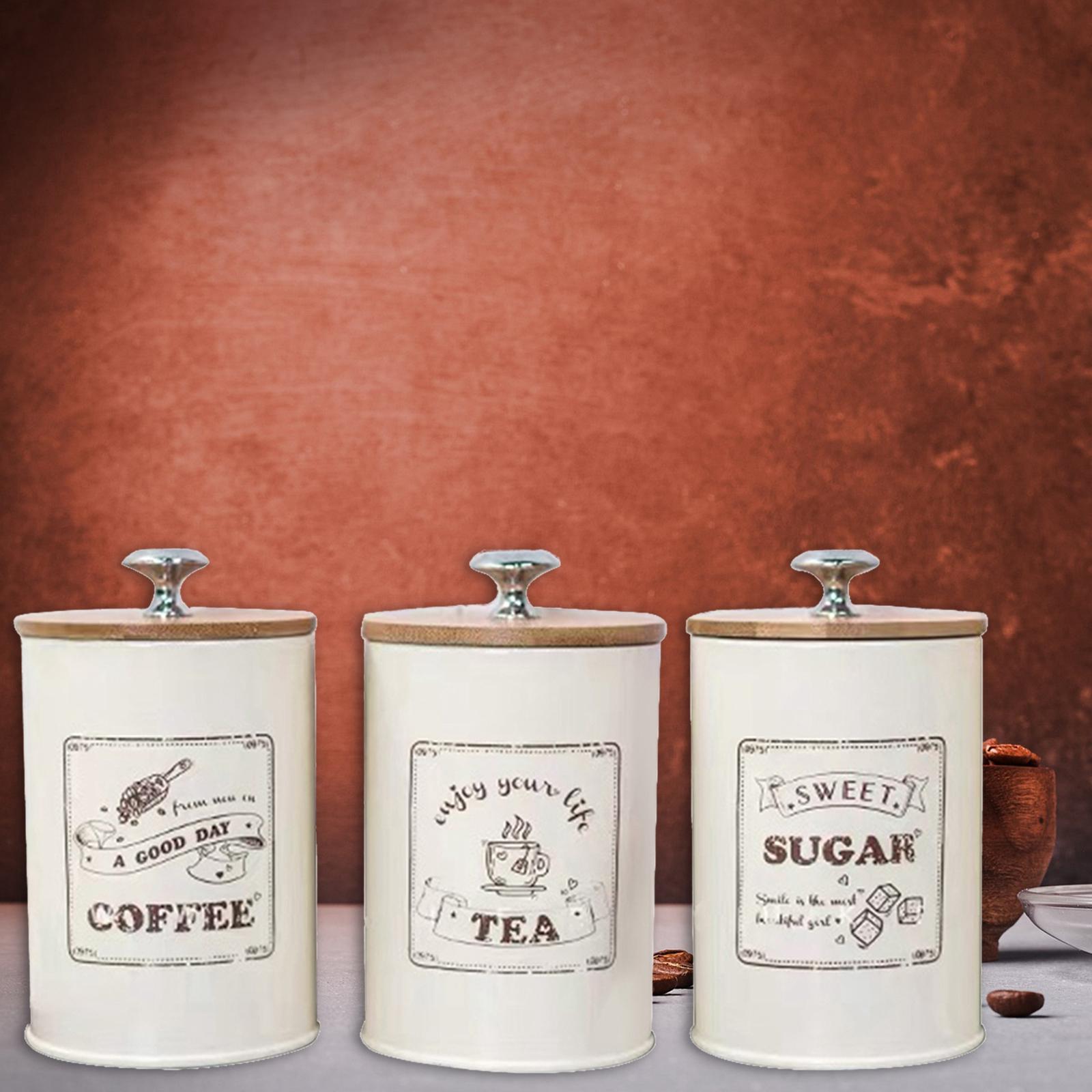 Set of 3 Sugar Coffee Tea Cani - đánh giá và giá Coffee Tea And Sugar Canister Set