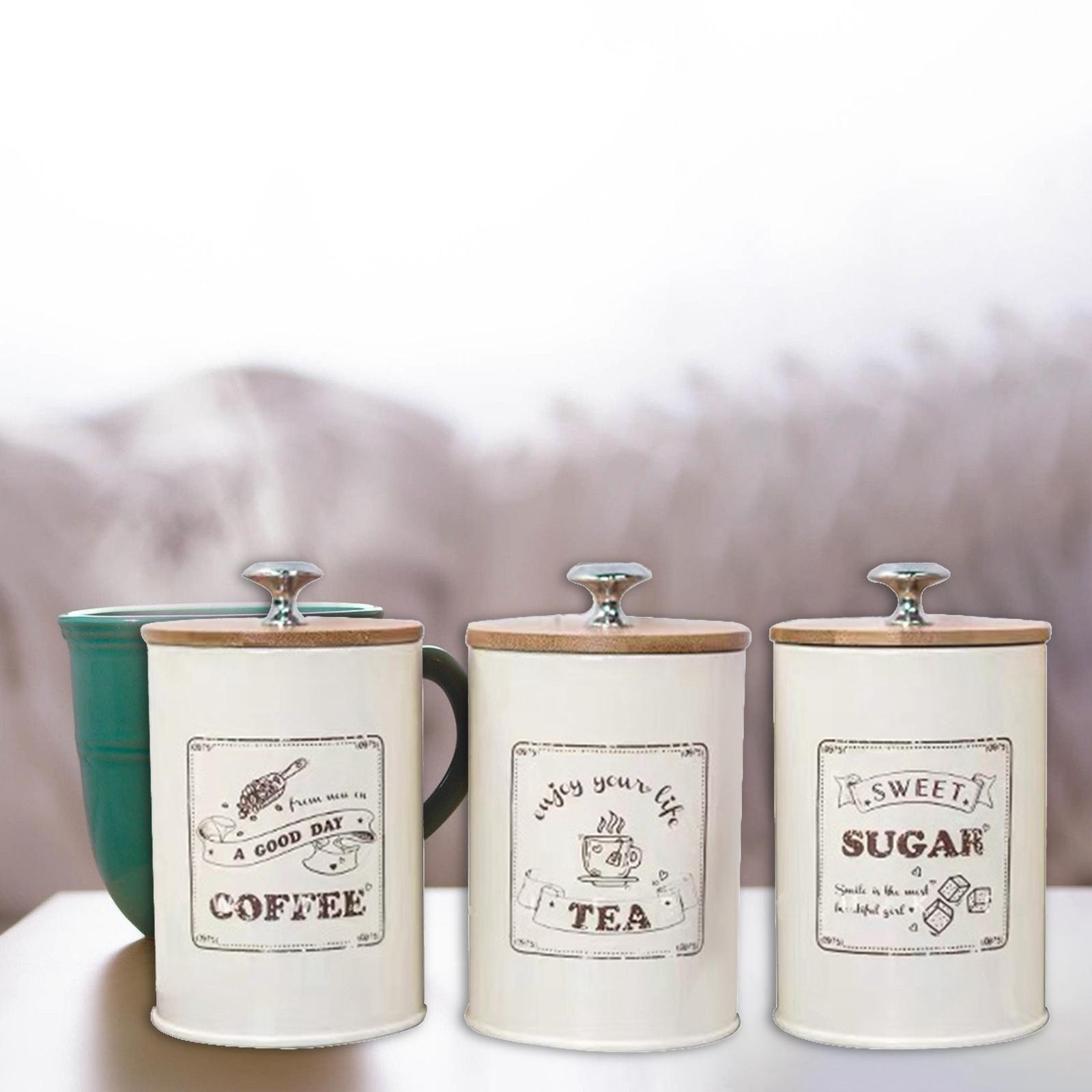 Set of 3 Sugar Coffee Tea Cani - đánh giá và giá Coffee Tea And Sugar Canister Set