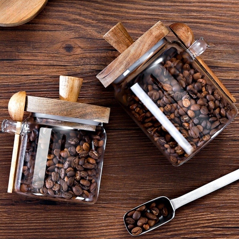 ABJI-Glass Jar With Wooden Lid - đánh giá và giá Coffee Tea And Sugar Canister Set