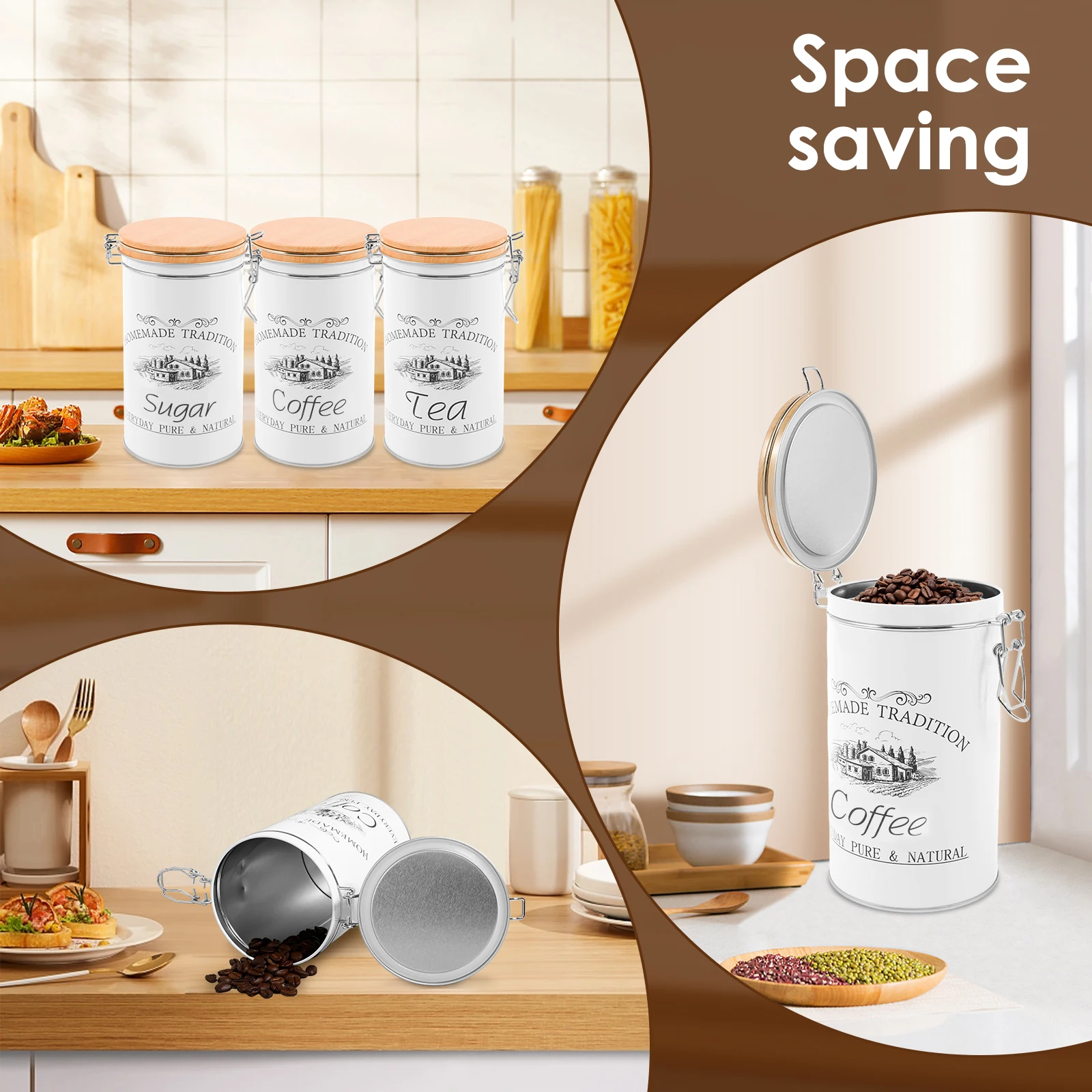 3Pcs/Set Tea Coffee Sugar Cani - đánh giá và giá Coffee Tea And Sugar Canister Set