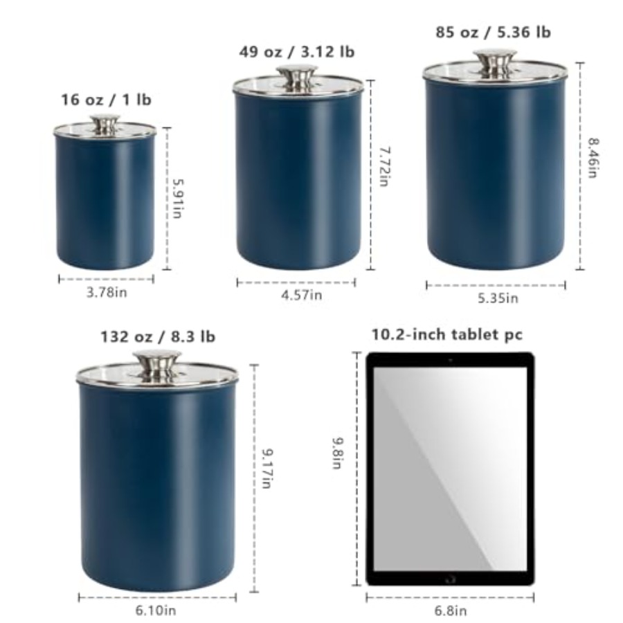 Stainless Steel Food Canister  - đánh giá và giá Coffee Tea And Sugar Canister Set