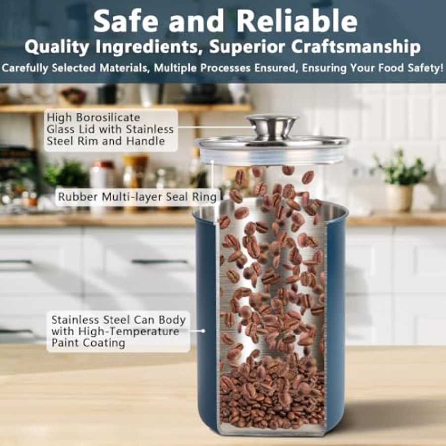 Stainless Steel Food Canister  - đánh giá và giá Coffee Tea And Sugar Canister Set