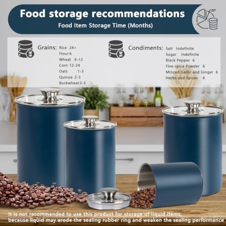 Stainless Steel Food Canister  - đánh giá và giá Coffee Tea And Sugar Canister Set